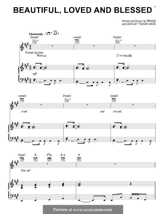 Beautiful, Loved and Blessed (Prince): Para vocais e piano (ou Guitarra) by Ashley Tamar Davis