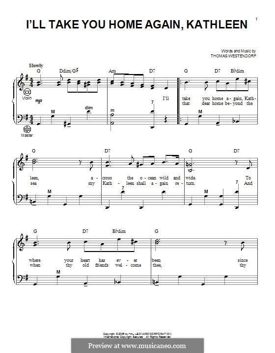 I'll Take You Home Again, Kathleen: para acordeão by Thomas Payne Westendorf