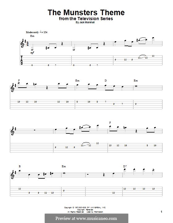The Munsters Theme: Para Guitarra by Jack Marshall