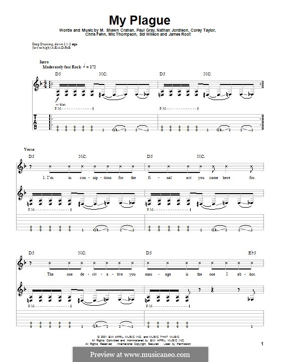 My Plague (Slipknot): Para guitarra com guia by Chris Fehn, Corey Taylor, James Root, M. Shawn Crahan, Mic Thompson, Nathan Jordison, Paul Gray, Sid Wilson