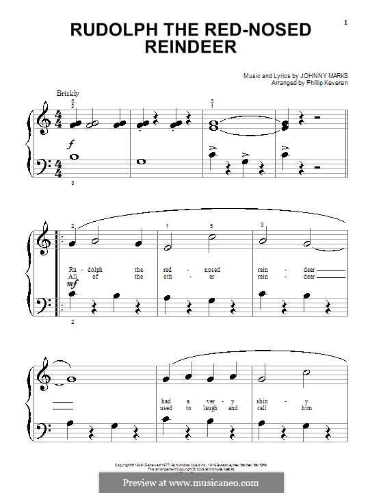 Rudolph the Red-Nosed Reindeer (Piano version): versão muito facil by Johnny Marks