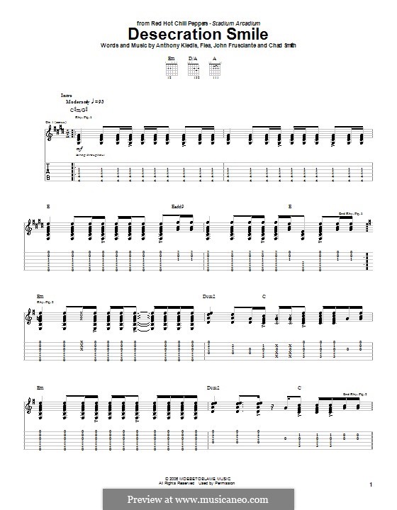 Desecration Smile (Red Hot Chili Peppers): Para guitarra com guia by Flea, Anthony Kiedis, Chad Smith, John Frusciante