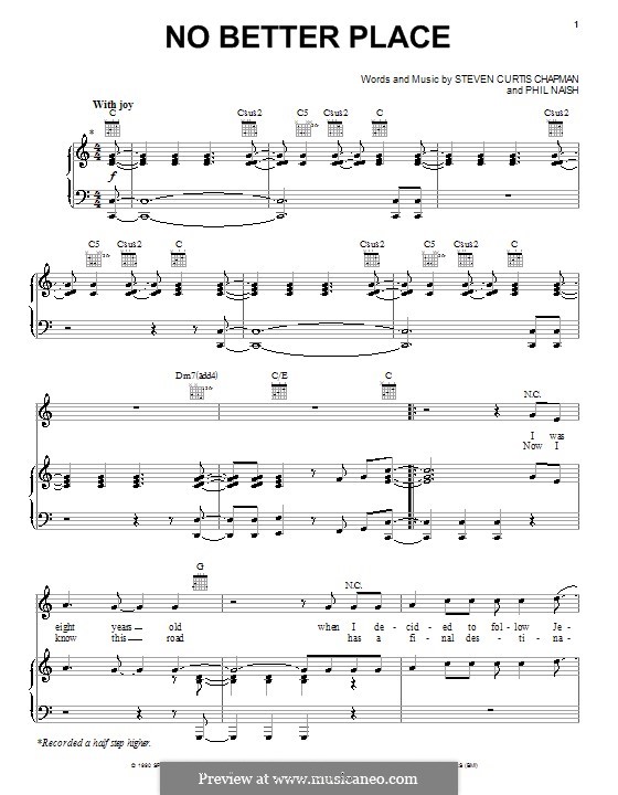 No Better Place: Para vocais e piano (ou Guitarra) by Phil Naish