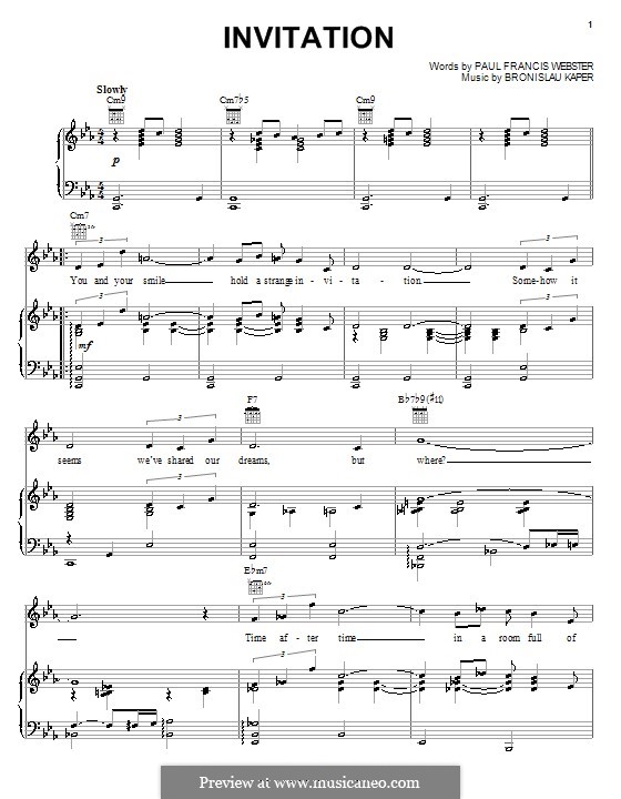 Invitation: Para vocais e piano (ou Guitarra) by Bronislau Kaper