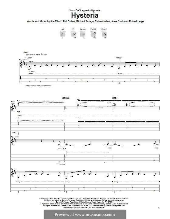 Hysteria (Def Leppard): Para guitarra com guia by Joe Elliott, Phil Collen, Richard Allen, Richard Savage, Robert John Lange, Steve Clark