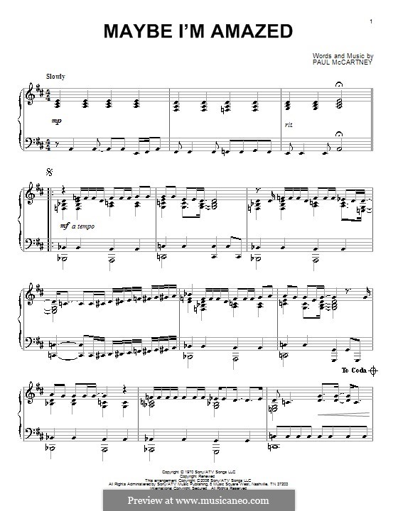 Maybe I'm Amazed: Para Piano by Paul McCartney
