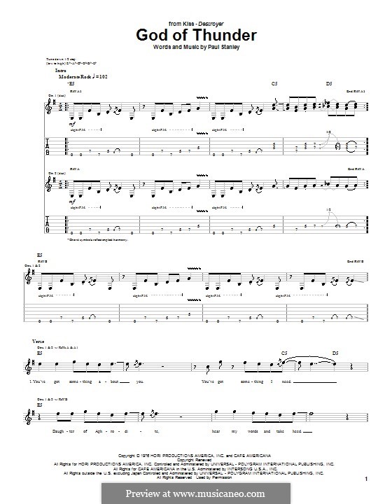God of Thunder (KISS): Para guitarra com guia by Paul Stanley