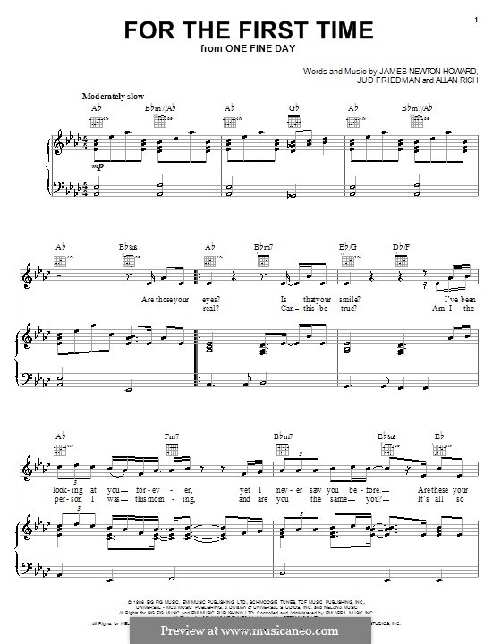 For the First Time (Kenny Loggins): Para vocais e piano (ou Guitarra) by Allan Rich, James Newton Howard, Jud Friedman
