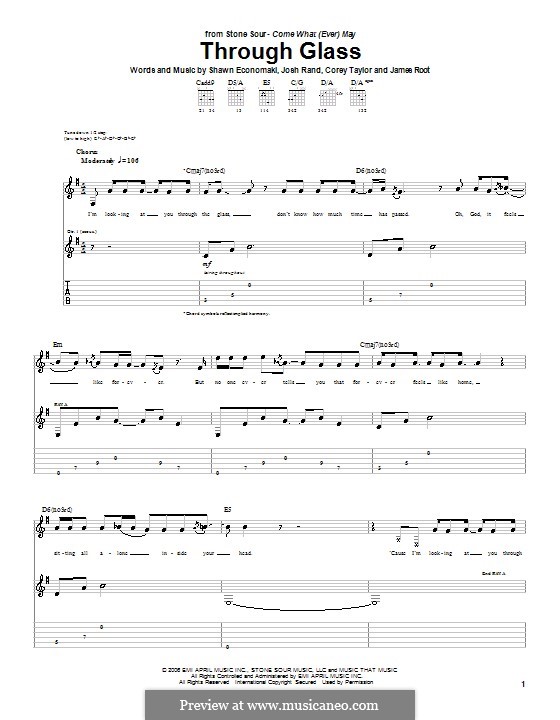 Through Glass (Stone Sour) por C. Taylor, J. Root, J. Rand, S