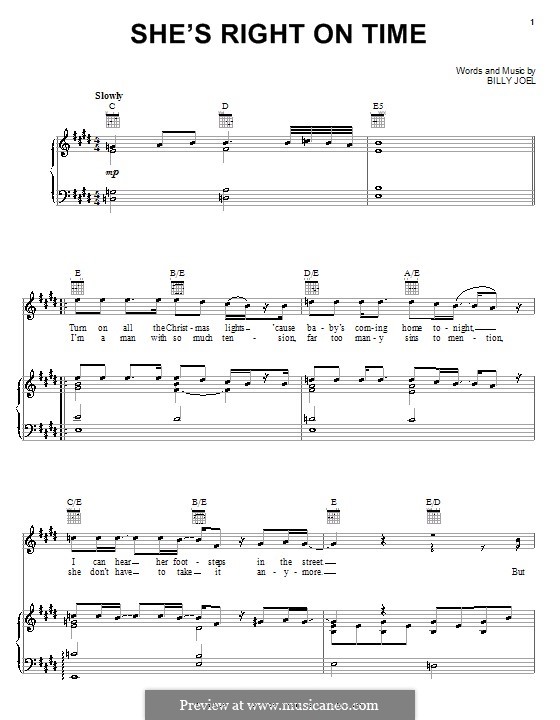 She's Right on Time: Para vocais e piano (ou Guitarra) by Billy Joel