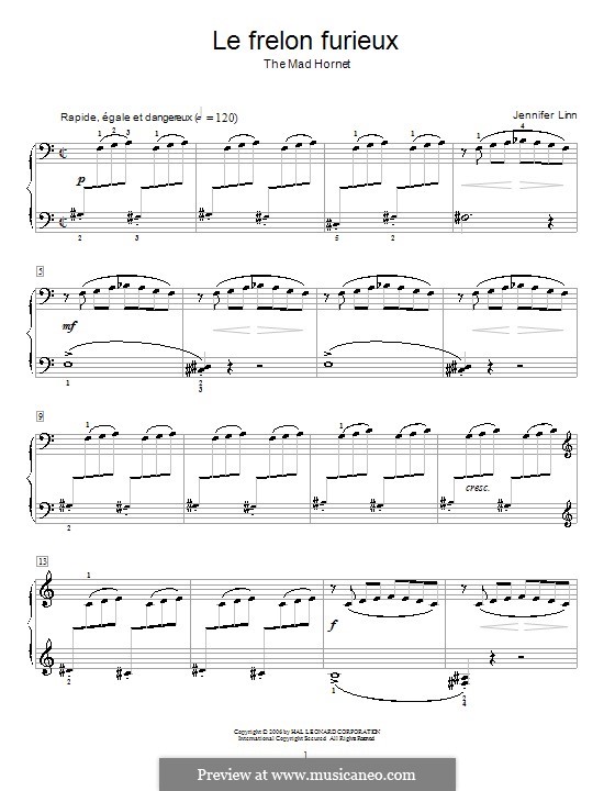 Le frelon furieux (The Mad Hornet): Para Piano by Jennifer Linn