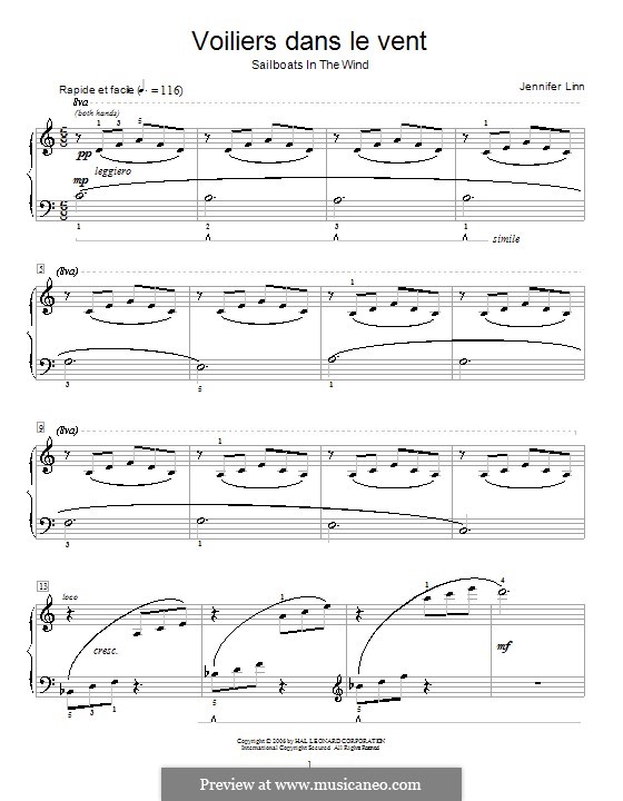 Voiliers dans le vent (Sailboats in the Wind): Para Piano by Jennifer Linn