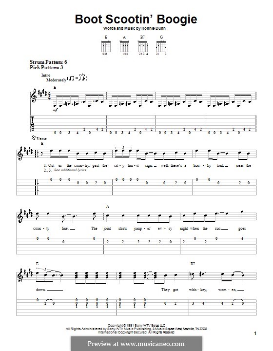 Boot Scootin' Boogie (Brooks & Dunn): Para guitarra (versão facil) by Ronnie Dunn