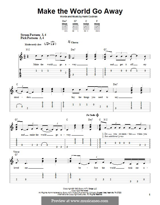 Make the World Go Away (Eddy Arnold): Para guitarra (versão facil) by Hank Cochran