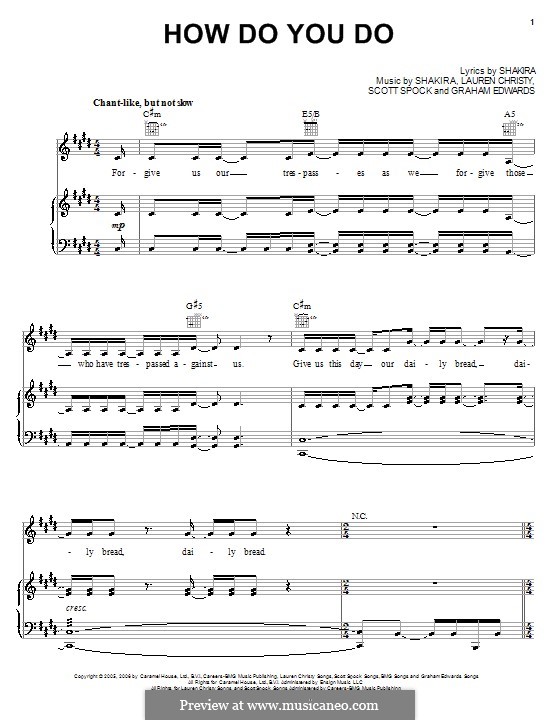 How Do You Do (Shakira): Para vocais e piano (ou Guitarra) by Graham Edwards, Lauren Christy, Scott Spock
