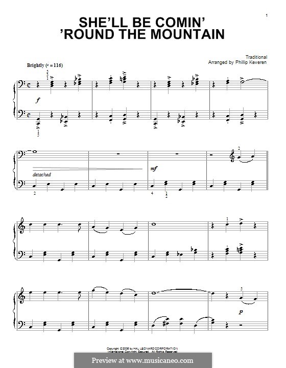 She'll Be Comin' 'Round the Mountain: Para Piano by folklore