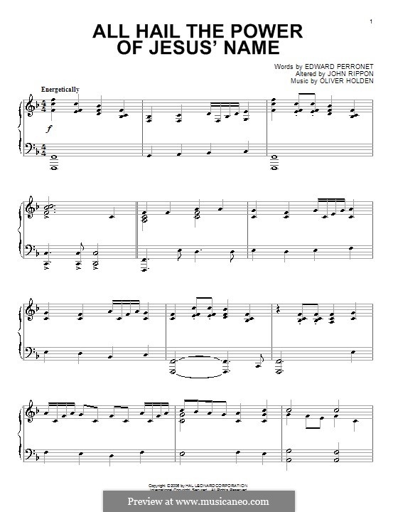 All Hail the Power of Jesus' Name: Para Piano by Oliver Holden