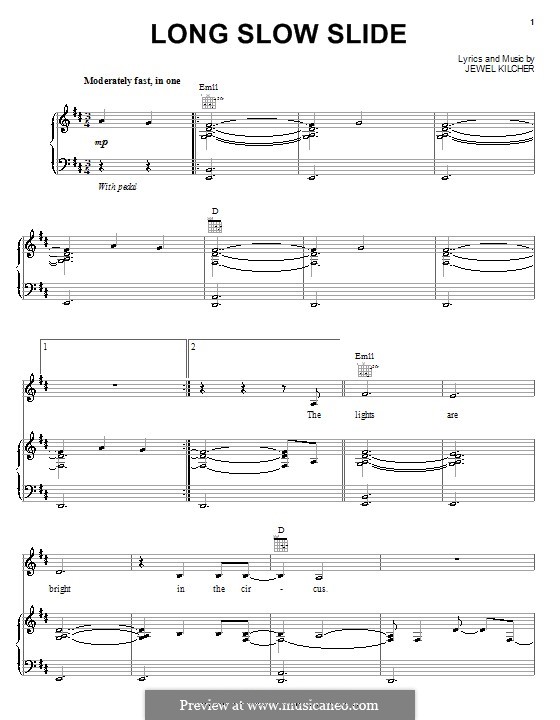 Long Slow Slide (Jewel): Para vocais e piano (ou Guitarra) by Jewel Kilcher