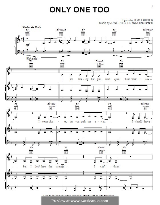 Only One Too (Jewel): Para vocais e piano (ou Guitarra) by Jewel Kilcher, John M Shanks