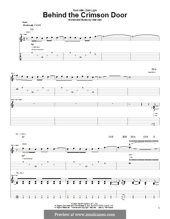 Behind the Crimson Door (H.I.M.): Para guitarra com guia by Ville Valo