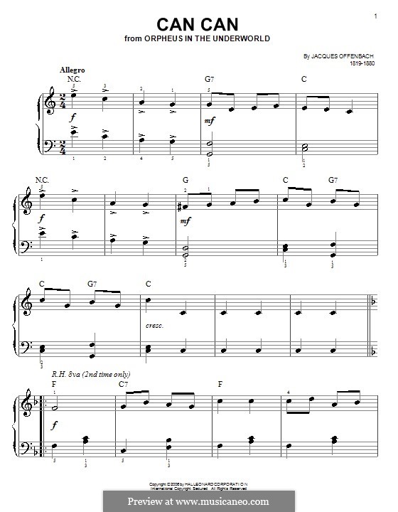 Can-Can (Printable Scores): Facil para o piano by Jacques Offenbach