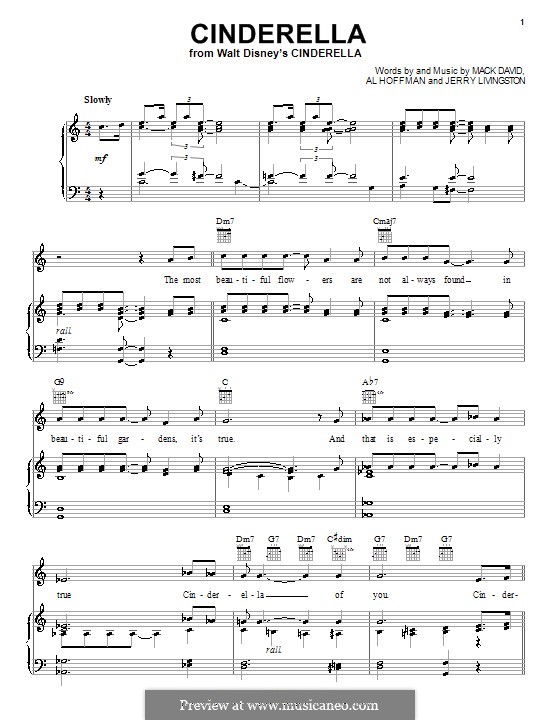 Cinderella: Para vocais e piano (ou Guitarra) by Al Hoffman, Jerry Livingston, Mack David