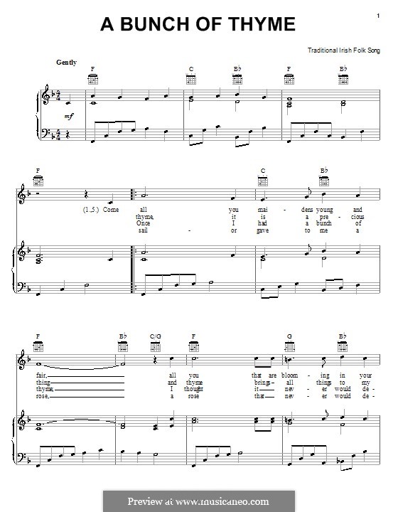 A Bunch of Thyme: Para vocais e piano (ou Guitarra) by folklore
