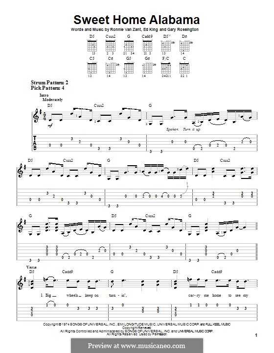 Sweet Home Alabama (Lynyrd Skynyrd): Para guitarra (versão facil) by Ed King, Gary Rossington, Ronnie Van Zant