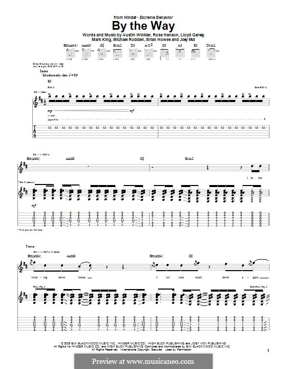 By the Way (Hinder): Para guitarra com guia by Austin Winkler, Brian Howes, Joey Moi, Lloyd Garvey, Mark King, Michael Rodden, Ross Hanson