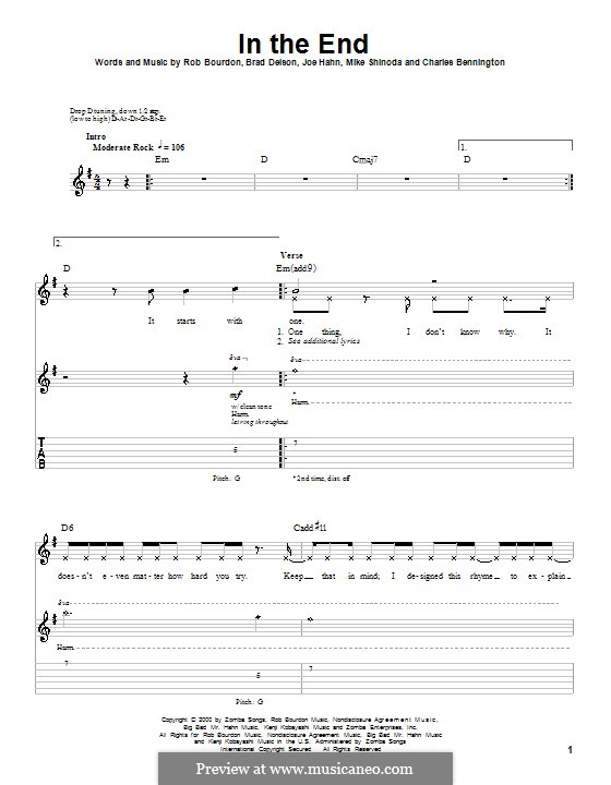 In the End (Linkin Park): Para guitarra com guia by Brad Delson, Charles Bennington, Joseph Hahn, Mike Shinoda, Rob Bourdon