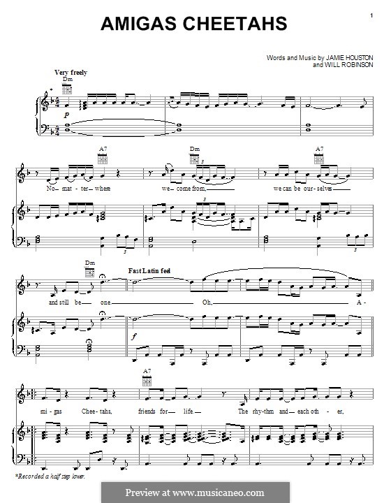 Amiga's Cheetahs (The Cheetah Girls): Para vocais e piano (ou Guitarra) by Jamie Houston, Smokey Robinson