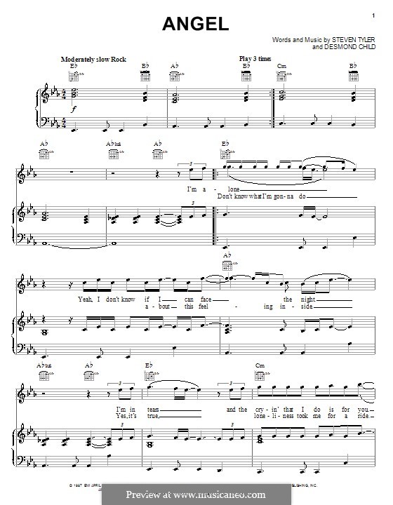 Angel (Aerosmith): Para vocais e piano (ou Guitarra) by Desmond Child, Steven Tyler