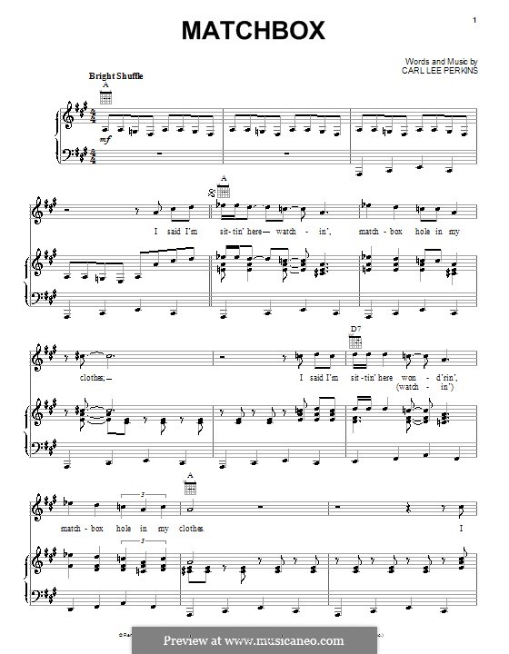 Matchbox (The Beatles): Para vocais e piano (ou Guitarra) by Carl Lee Perkins