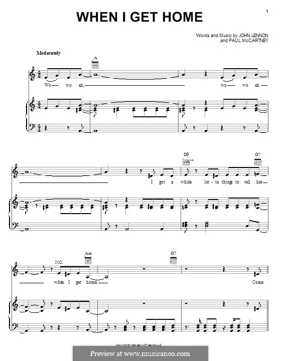 When I Get Home (The Beatles): Para vocais e piano (ou Guitarra) by John Lennon, Paul McCartney