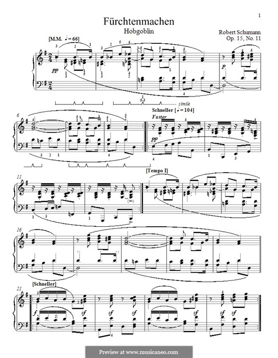 No.11 Fürchtenmachen (Frightening): Para Piano by Robert Schumann