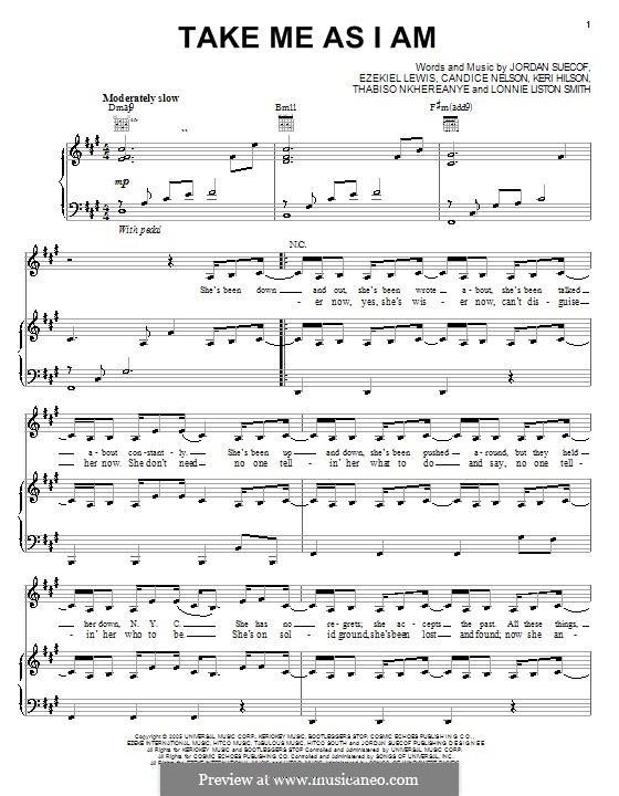 Take Me as I am: Para vocais e piano (ou Guitarra) by Candice Nelson, Ezekiel Lewis, Jordan Suecof, Keri Lynn Hilson, Lonnie Liston Smith, Thabiso Nkhereanye
