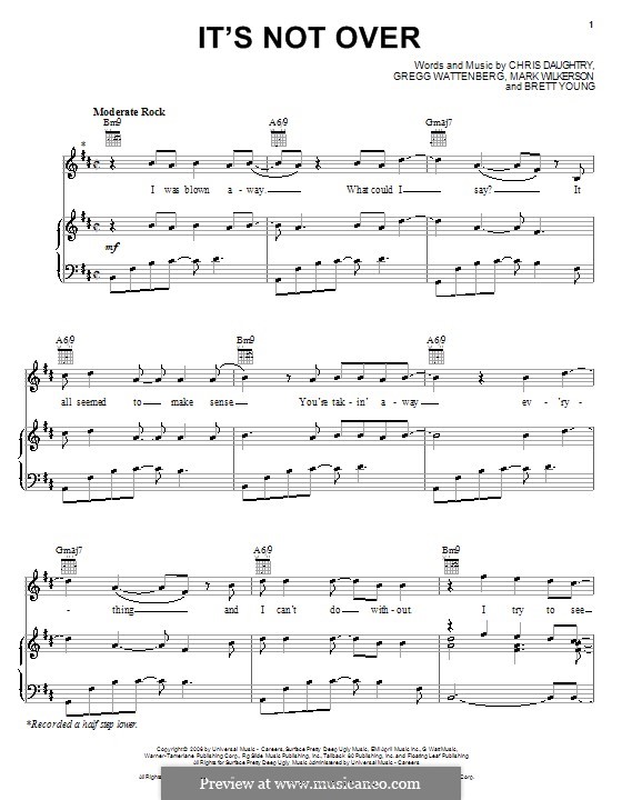 It's Not Over (Daughtry): Para vocais e piano (ou Guitarra) by Brett Young, Chris Daughtry, Gregg Wattenberg, Mark Wilkerson