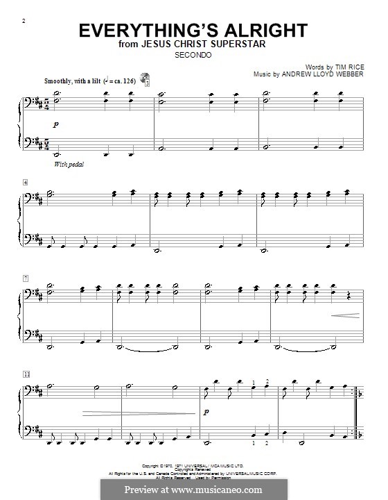Everything's Alright: para piano de quadro mãos by Andrew Lloyd Webber