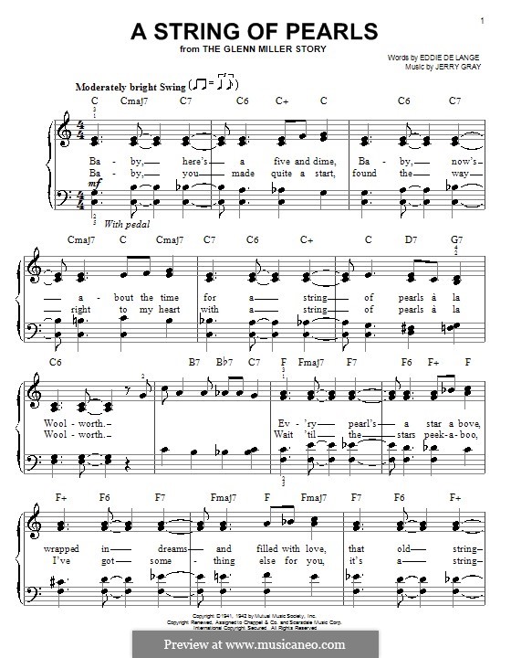 A String of Pearls: Facil para o piano by Jerry Gray