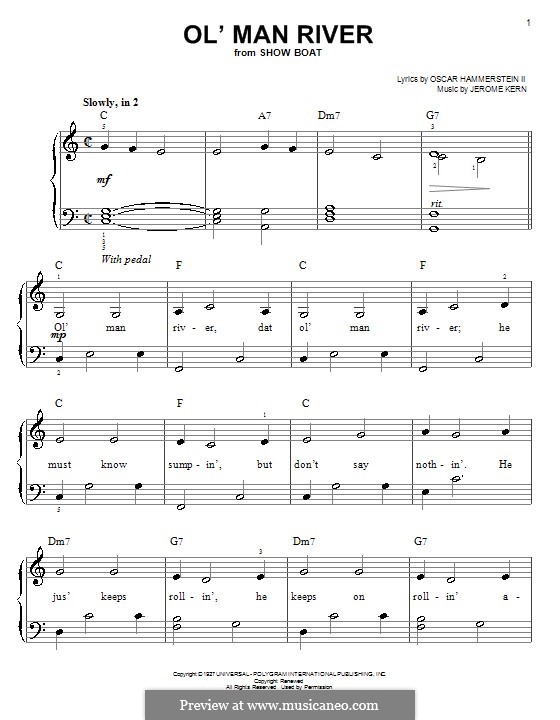 Ol' Man River (from Show Boat): Facil para o piano by Jerome Kern