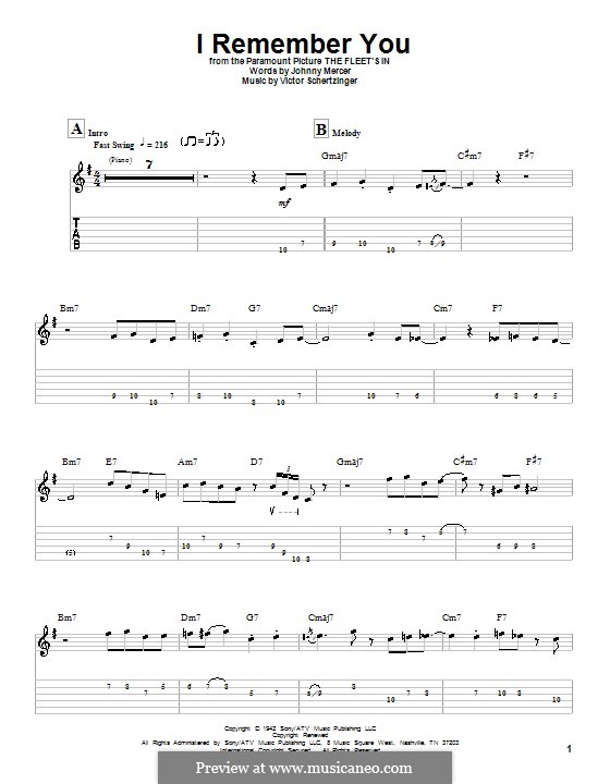 I Remember You (Diana Krall): Para guitarra com guia by Victor Schertzinger