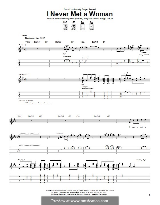 I Never Met a Woman (Los Lonely Boys): Para guitarra com guia by Henry Garza, Joey Garza, Ringo Garza