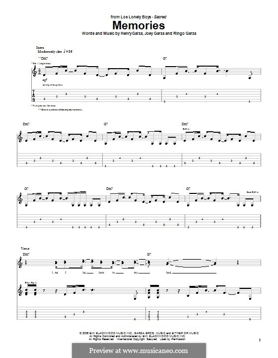 Memories (Los Lonely Boys): Para guitarra com guia by Henry Garza, Joey Garza, Ringo Garza
