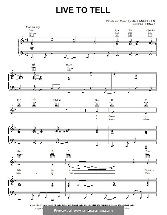 Live to Tell por Madonna, P. Leonard - Partituras on músicaNeo