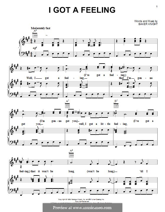 I Got A Feeling (Ricky Nelson): I Got A Feeling (Ricky Nelson) by Baker Knight