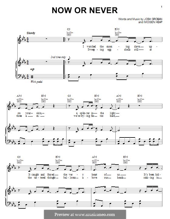 Now or Never: Para vocais e piano (ou Guitarra) by Imogen Heap, Josh Groban