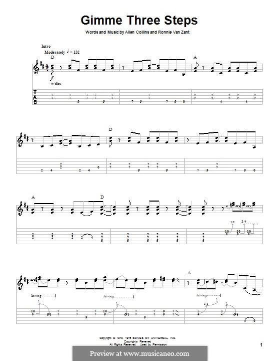 Gimme Three Steps (Lynyrd Skynyrd): Para guitarra com guia by Allen Collins, Ronnie Van Zant