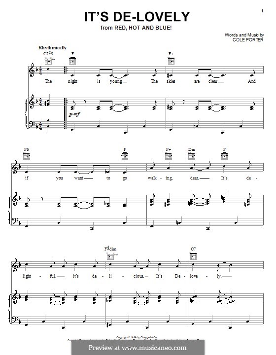 It's De-Lovely: Para vocais e piano (ou Guitarra) by Cole Porter