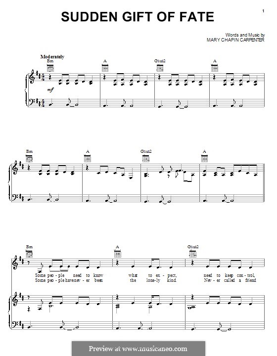Sudden Gift of Fate: Para vocais e piano (ou Guitarra) by Mary Chapin Carpenter