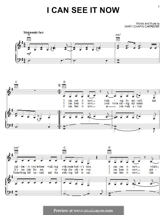I Can See It Now: Para vocais e piano (ou Guitarra) by Mary Chapin Carpenter